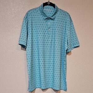 Mizzen+Main | Men's Teal Body Floral Dotted Activewear Casual Polo Sz L